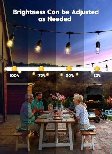 Brightown 82FT Outdoor String Lights - 25 LED Bulbs Patio Lights with Remote, Timer, Dimmable, Waterproof Connectable Hanging Outside Lights for Backyard Bistro Porch Deck Party Wedding - Image 3