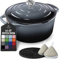 Zulay Kitchen 6.4QT Enameled Cast Iron Dutch Oven Pot with Lid, Heavy-Duty Soup Pot for Stews, Braising, Roasting & Sourdough Bread Baking, Oven Safe up to 500°F – Gray by ZulayKitchen