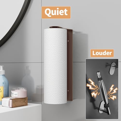 Paper Towel Holder Under Cabinet, Wall Mount, Adhesive or Drilling, Brown - Image 4