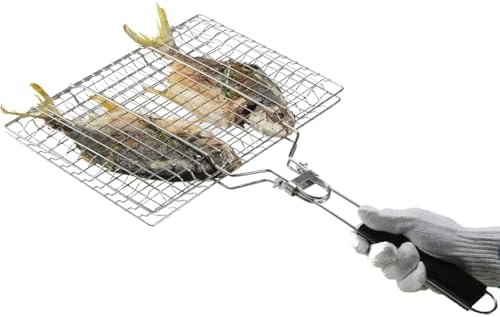 Shallow Grill Basket Fish Grill Basket, Fish Grilling Basket BBQ Fish Grill Baskets for Outdoor Grill,Grill Basket with Removable Handle. Perfect for Grilling Fish Fillets - Image 4