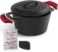 Cuisinel Cast Iron Dutch Oven - 3-Quart Deep Pot + Lid + Pan Scraper + Handle Covers - Large Pre-Seasoned Cooker for Baking Bread, Soup, Frying - Indoor/Outdoor - BBQ Cookware. PFAS and PFOA-free by Cuisinel