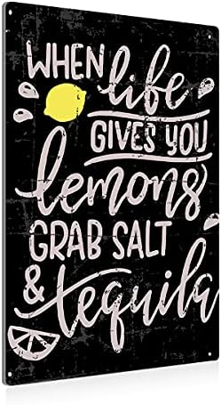 BEASTZHENG Funny Kitchen Lemon Tin Signs When Life Gives You Lemons Sign by BEASTZHENG