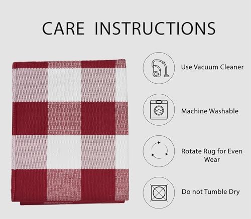 IOHOUZE Christmas Buffalo Plaid Outdoor Rug 4x6, Washable, Red White - Image 5