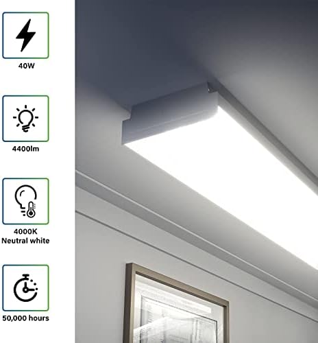 ANTLUX 4FT LED Wraparound 40W Shop Lights for Garage, 4400lm, 6000K, 4 Foot Crystal LED Wrap Light, 48 Inch Integrated Linear Strip Flush Mount Office Workshop Ceiling Lighting Fixture, 4 Pack - Image 3