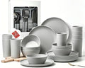 24pcs Matte Black Dinnerware Set, Plates Bowls & Cups, Unbreakable Dishes for 8, Reusable BPA‑Free Tableware, Dishwasher Safe for Kitchen Party Picnic Camping, Bonus Cutlery Set Included by Yarrggu