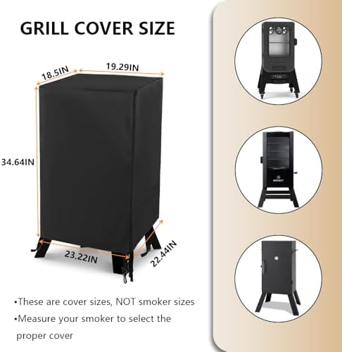 30 Inch Electric Smoker Cover for Masterbuilt and Pit Boss 2 Series Smokers, Heavy Duty Waterproof Vertical Smoker BBQ Grill Cover, All Weather Resistant,Moisture-Proof、Breathable - Image 2