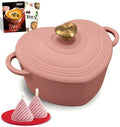 Overmont Enameled Cast Iron Dutch Oven - 2QT Pink Heart-Shaped Mini Pot by Overmont