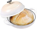 Enameled Round Cast Iron Bread Oven, 6 Qt Cast Iron Dutch Oven for Homemade Sourdough Bread Baking, Bread Pot with Dome Lid (White) by NSIRONS
