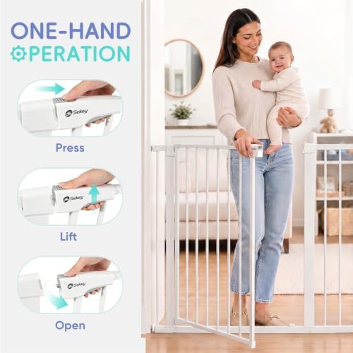 Sekey 36.2" Tall Baby Gate for Stairs, 30-46" No Drilling Dog Gate - Image 4