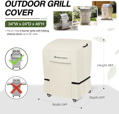 Porch Shield Waterproof Outdoor BBQ Grill Cover 32 inch, Light Tan - Image 2