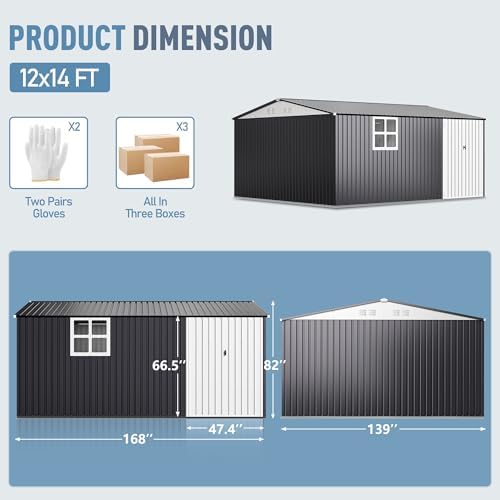 AirWire 14x12 FT Outdoor Metal Storage Shed with Window - Image 2