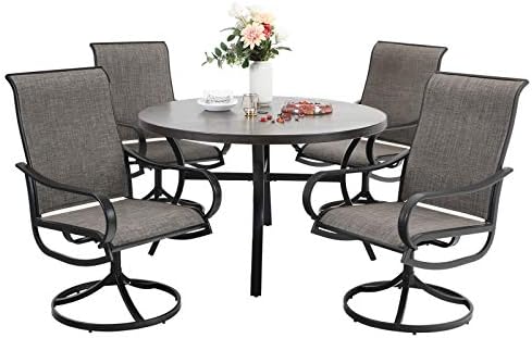 Sophia & William 5 Piece Patio Dining Set, 44'' Round Table & Swivel Chairs by SophiaWilliam