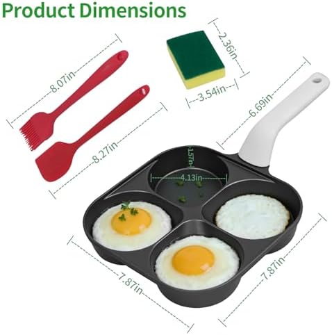 4 Cup Egg Pan, Nonstick Breakfast Pan with 4 Holes for Pancakes - Image 5