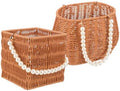 2 Pack Oval Imitation Rattan Serving Basket with Pearl Handles by Abaodam