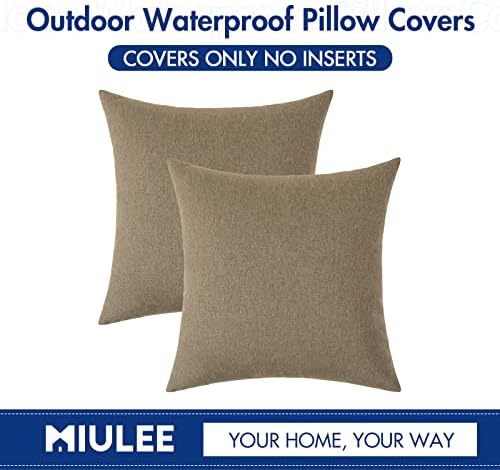 MIULEE Decorative Outdoor Pillow Covers Euro Waterproof 26x26 Khaki - Image 6