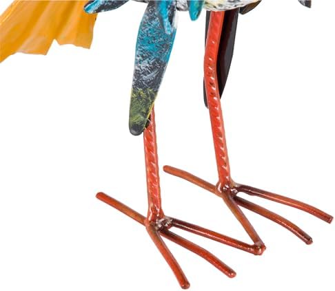Alpine Corporation 11" Tall Outdoor Metal Wide-Eyed Bird Standing Yard Statue Decoration, Multicolor - Image 5