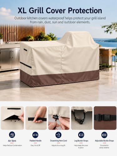 86 Inch Extra Large Grill Cover Island with Left/Right Grill Head 600D - Image 7