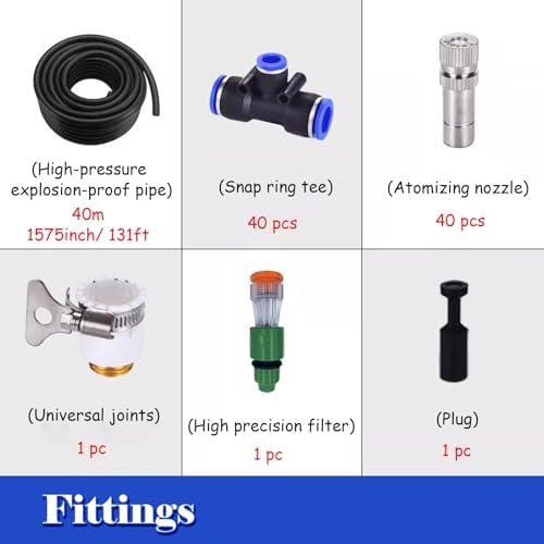 Cattle/Chicken/Pig/Duck Farms Cooling Equipment, Factory & Greenhouse Automatic Misting System for Dust Removal/Humidification, Site Fence Watering System(1575inch/40m/131ft) - Image 2