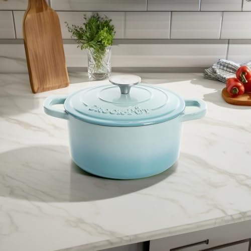 Crock-Pot Artisan Round Enameled Cast Iron Dutch Oven, 7-Quart, Blush Pink - Image 5