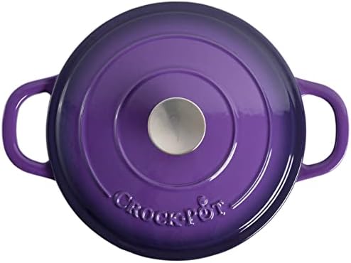 Crock-Pot Artisan 5-Quart Round Enameled Cast Iron Dutch Oven – Lavender Purple, Durable Heavy-Duty Cookware for Slow Cooking, Roasting, Baking with Lid - Image 2
