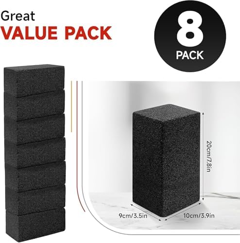 8 Pack Grill Cleaning Brick Bulk, Heavy Duty Grill Pumice Stone Brick Commercial Grade Cleaning Grill Stone Reusable for Home Restaurant Griddles, Flat Top Grills, BBQ Grates Outdoor Cleans - Image 3