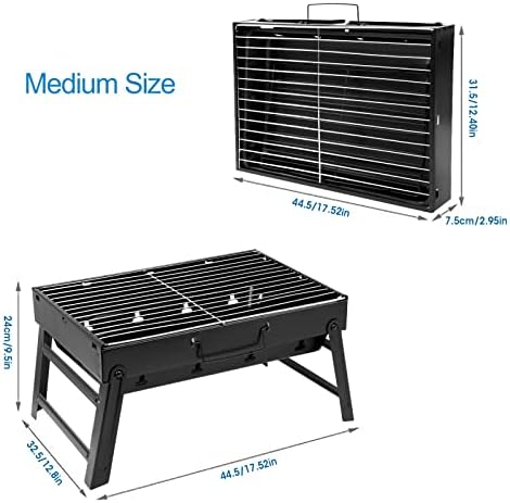 Barbecue Grill, Charcoal Grill Folding Portable Lightweight Barbecue Grill Tools for Outdoor Grilling Cooking Camping Hiking Picnics Tailgating Backpacking Party (Medium) - Image 4