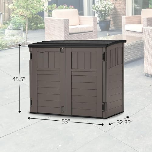 Suncast 34 Cu Ft Horizontal Storage Shed, Resin, Lockable, Stoney Black - Image 2