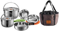 CAMPINGMOON Camping Cookware Set Stainless Steel Outdoor Nesting Cooking Mess Kit Pots Pans Bowls with Storage Carrying Tote Bag by CAMPINGMOON