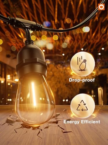 addlon LED Outdoor String Lights 24FT Edison Vintage Weatherproof ETL - Image 2