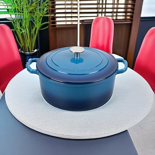 EDGING CASTING Enameled Cast Iron Dutch Oven Pot with Lid, 7 Quart, Round Dutch Ovens for Bread Baking, Bread Oven, Oven Safe up to 500°F, Lake Blue - Image 5