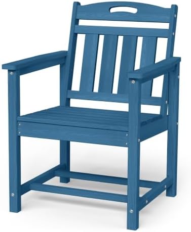 HDPE Outdoor Patio Dining Chairs with Wide Seat, Oversized, Navy Blue by Suunyn