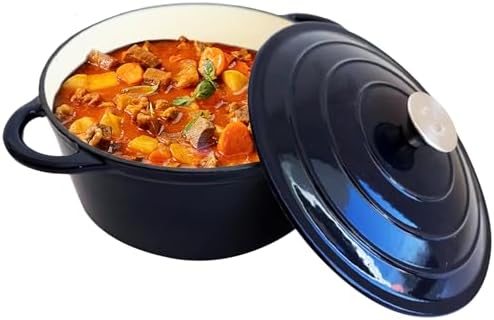 Vivicreate 5.3QT Cast Iron Dutch Oven with Lid, Enamel Coated, Round Casserole Pot for Oven & Stovetop, Durable Cookware for Baking, Roasting, Braising – Horno Holandés de Hierro Fundido con Esmalte, 5.3QT by Vivicreate