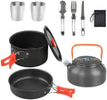 Camping Cookware Set(Green), Portable Backpacking Gear with Kettle, Pot, Pan, Cups & Foldable Cutlery, Lightweight Outdoor Cooking Kit for 2-3 People, Ideal for Hiking, Picnic & Camping by Pardarsey