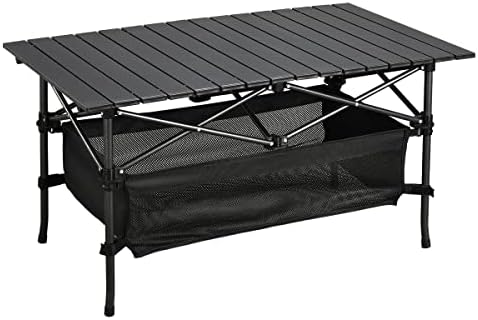 WUROMISE Lightweight Aluminum Folding Camping Table (37.13” x 21.57” x 19.69”), Portable Roll-Up Design for Outdoor, Camping, Beach, BBQ, Patio, and Picnic, Durable & Waterproof with Carrying Bag by WUROMISE