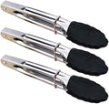 HINMAY Mini Tongs with Silicone Tips 7-Inch Kitchen Tongs, Set of 3 (Black) by HINMAY