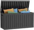 PatioZen 80 Gallon Outdoor Deck Box,Waterproof Resin Outdoor Storage Boxes, Outside Storage Lockable Container for Garden Tools,Indooor Cushions,Accessories (Black) by OutdoorLivingPerfected