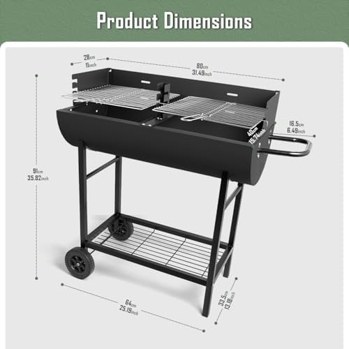 Charcoal Barrel Grill, Large Stainless Steel Grill For Backyard Camping Picnic and Party - Image 3