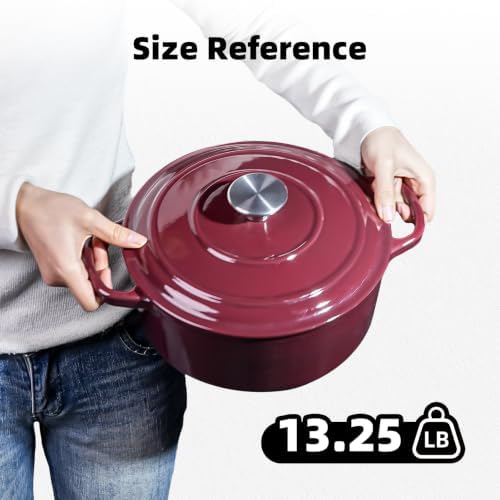 6 QT Merlot Enameled Cast Iron Dutch Oven with Lid - Image 4