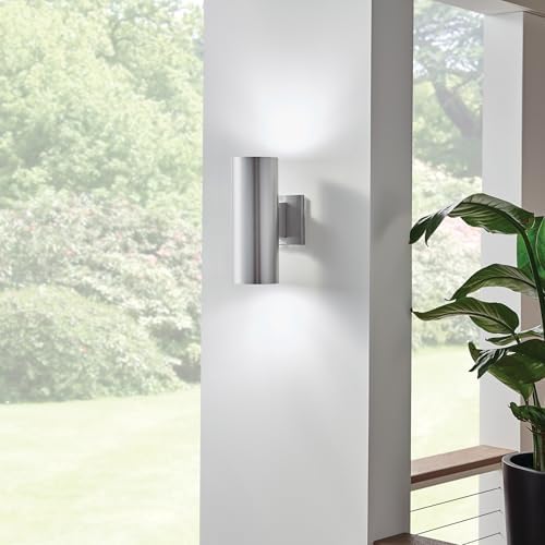 Kichler Cylinders 12" 2-Light Cylinder Outdoor Wall Sconce in Brushed Aluminum, (12" H x 4.75" W), 9244BA - Image 6