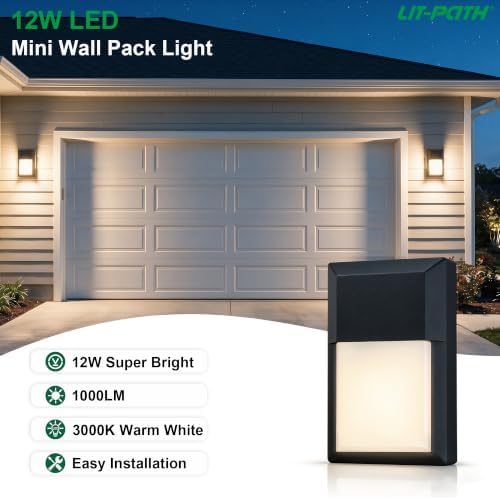 LIT-PaTH Outdoor Wall Light Fixture, Aluminum, LED 3000K, Black, 1 Pack - Image 2