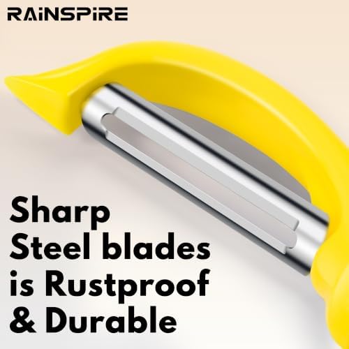 Rainspire Vegetable Peeler Potato Peelers for Kitchen, Sharp Stainless Steel Blades Veggie, Comfortable Handle Fruit Peeler, Carrot Peeler Apple Peeler Dishwasher Safe, Yellow, 2-Pack - Image 3