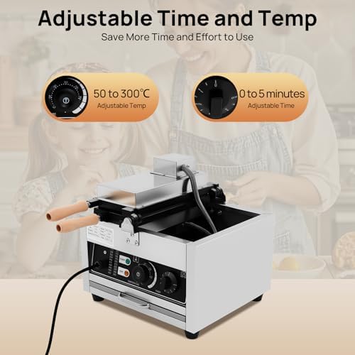 3-Slice Commercial Waffle Maker, 1500W Electric Honeycomb-Shaped Waffle Machine, Stainless Steel Waffle Iron Baker with Non-Stick Coating, 122-572℉ Temperature Adjustable - Image 5