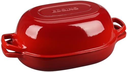 EDGING CASTING Enameled Cast Iron Oval Dutch Oven Pot with Lid, Dutch Oven for Sourdough Bread Baking, Bread Oven, Bread Dutch Oven, Oval Bread Pan, 7qt, Red - Image 6
