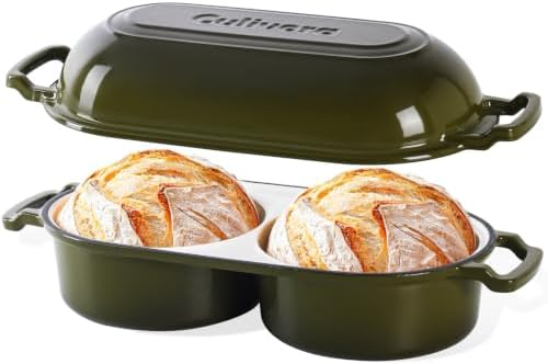 Cast Iron Double Dutch Oven, Mini Enamel Sourdough Bread Pan with Lid by Culivora