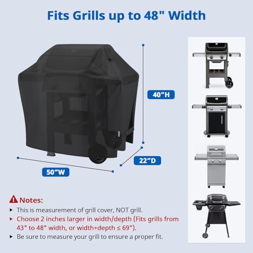 SunPatio 50 Inch Grill Cover for Outdoor Grill Heavy Duty Waterproof, Black - Image 2