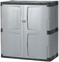 Rubbermaid Freestanding Storage Cabinet with Doors 18"D x 36"W x 37"H Medium Gray/Black Two-Shelf Lockable Cabinet for Indoor/Outdoor/Garage Storage for Garden Tools/Lawn Care Accessories by Rubbermaid