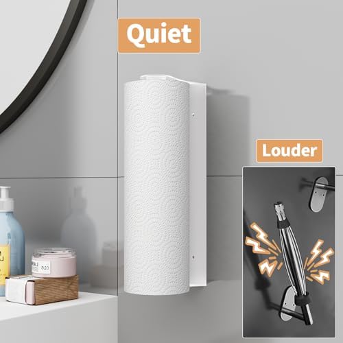 Paper Towel Holder Under Cabinet, Wall Mount,Adhesive or Drilling, White - Image 4