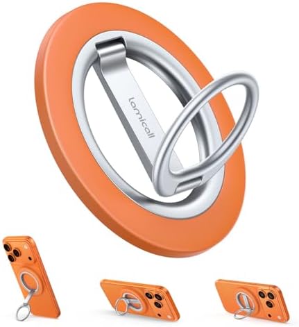 Lamicall for MagSafe Magnetic Phone Ring Grip, Super Magnet Orange Ring by Lamicall