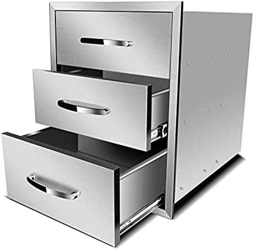 AHLOKI Stainless Steel with Chrome Handle BBQ Island Drawers for Outdoor Kitchen Or Grill Station,18Wx23Dx23H by RIGMEC