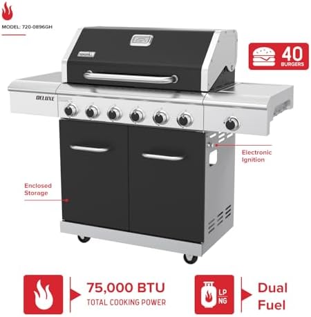 Nexgrill Deluxe 6-Burner Natural Gas Grill, Side Burner and Griddle Insert - Image 2